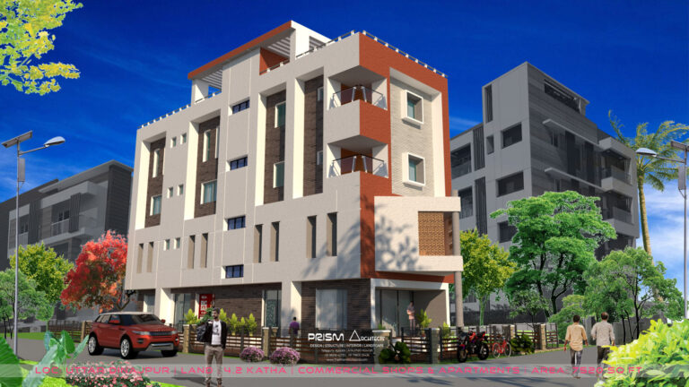 Modern apartment building architecture in Siliguri by Prism Architects