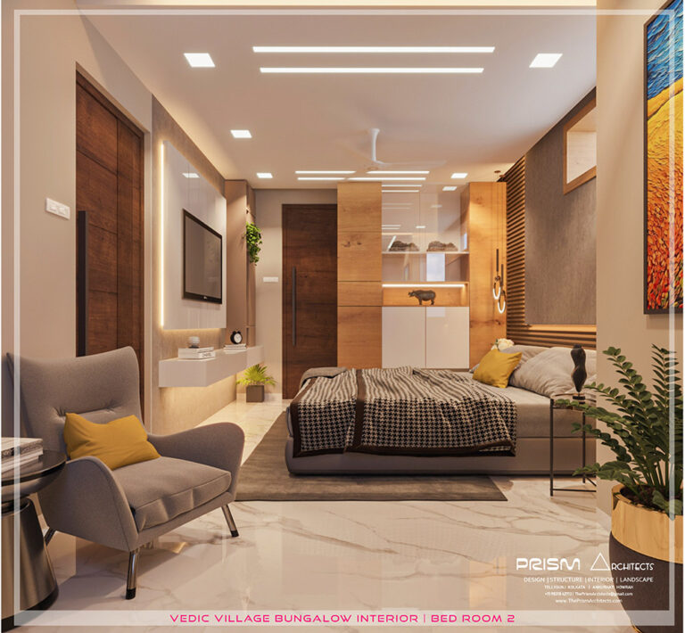 Luxurious bed room interior in Kolkata by Prism Architects