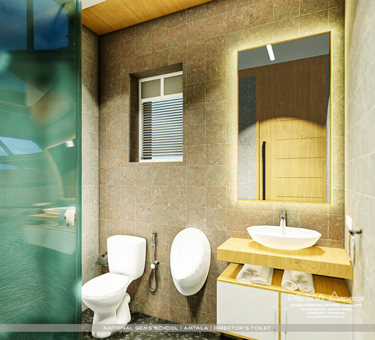 Contemporary toilet interior designed by Prism Architects in Kolkata