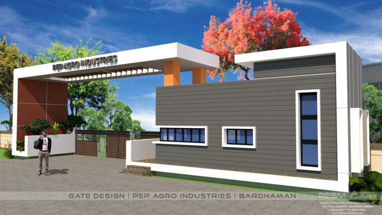 Modern factory gate design in West Bengal by Prism Architects