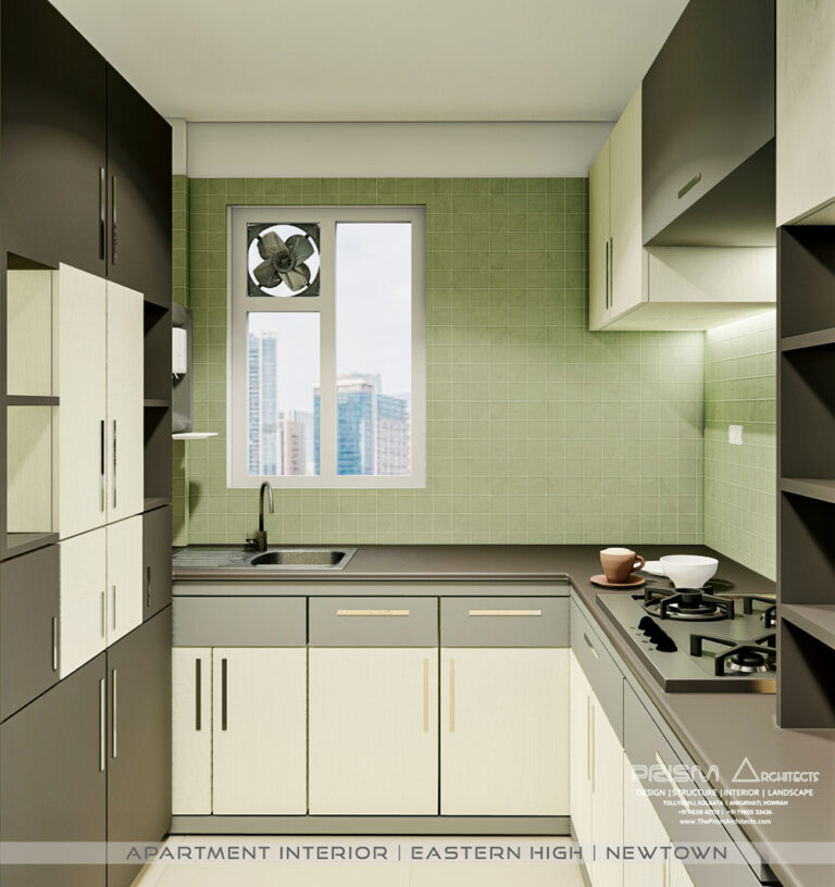 Apartment Kitchen design in Kolkata by Prism Architects