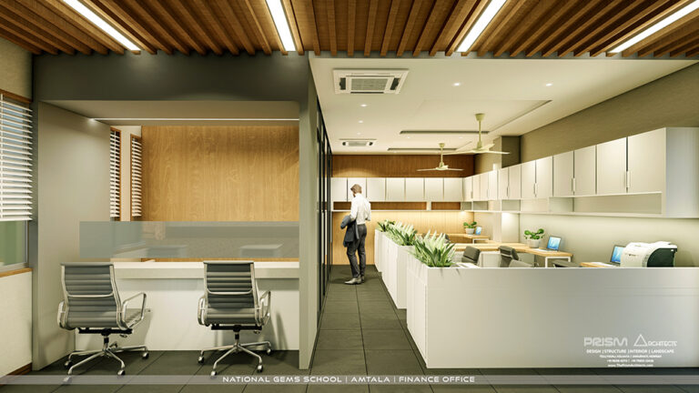 Contemporary office interior designed by Prism Architects in Kolkata