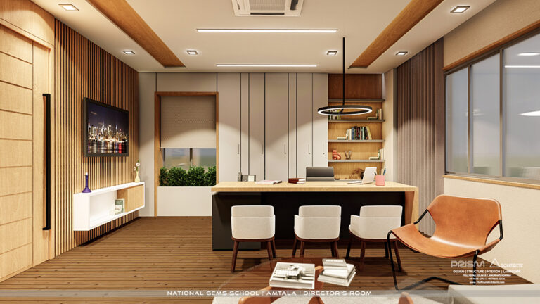Contemporary Office chamber design in Kolkata by Prism Architects