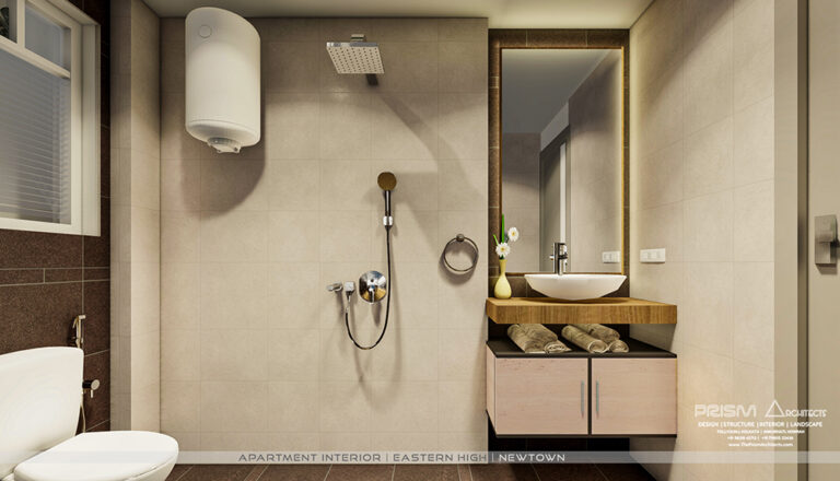 Apartment toilet design in Kolkata by Prism Architects