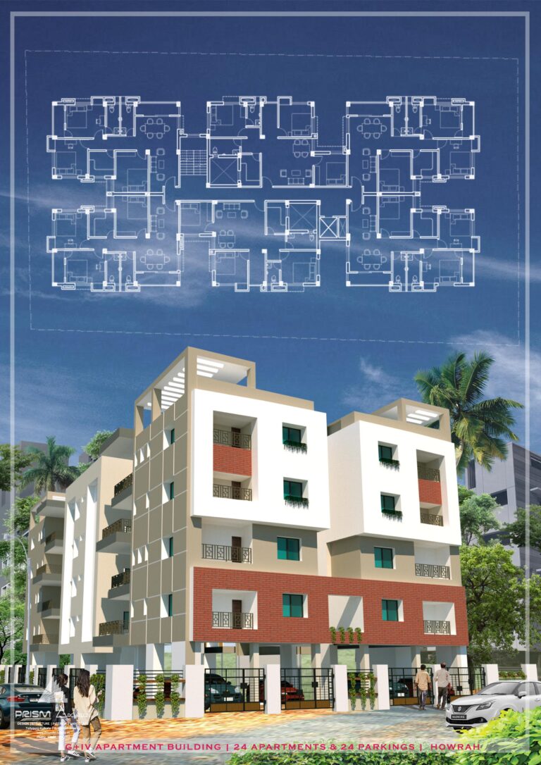 Residential project designed by Prism Architects in Howrah with modern facade design