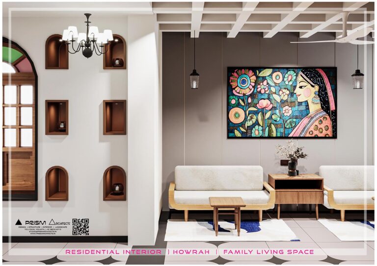 Residential interior design in Kolkata by Prism Architects combining modern aesthetics with a subtle old-world charm.