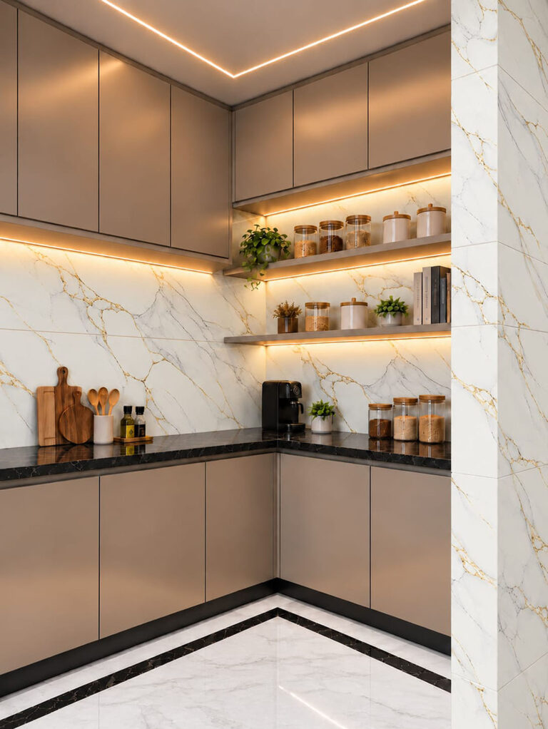Modern residential interior design in Kolkata by Prism Architects blending contemporary style with traditional elements.