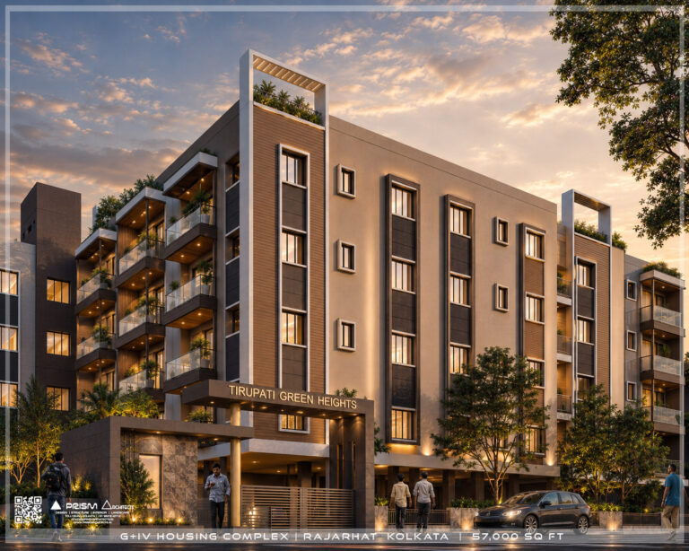 Modern G+IV residential housing complex with contemporary façade design