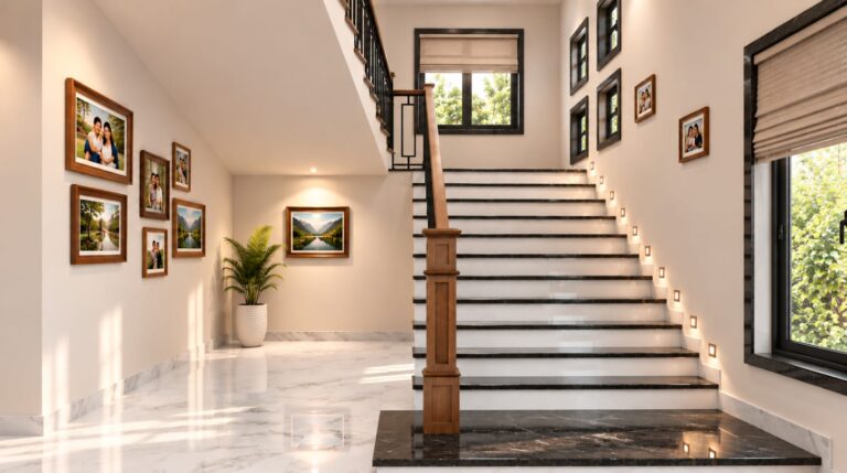 Modern residential interior design in Kolkata by Prism Architects blending contemporary style with traditional elements.