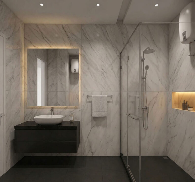 Modern residential interior design in Kolkata by Prism Architects blending contemporary style with traditional elements.